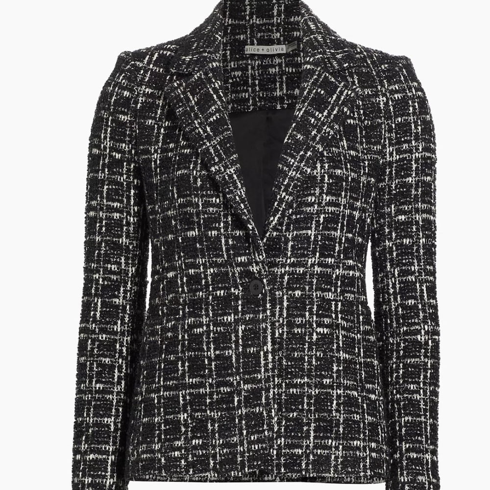 Alice + Olivia Macey Cropped Tweed Jacket